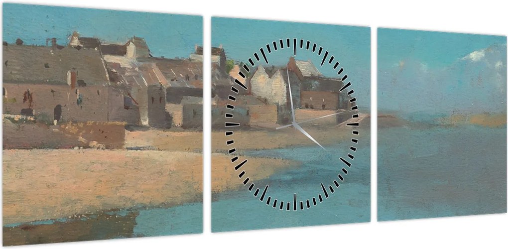 Obraz - Odilon Redon, Village by the Sea in Brittany, reprodukcje (z zegarem) (90x30 cm)