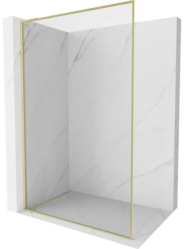 Mexen Kioto-XF L ścianka prysznicowa Walk-in z ramką 60 x 202 cm, transparent 10 mm, złota szczotkowana - 800-060-174-55-00-XF