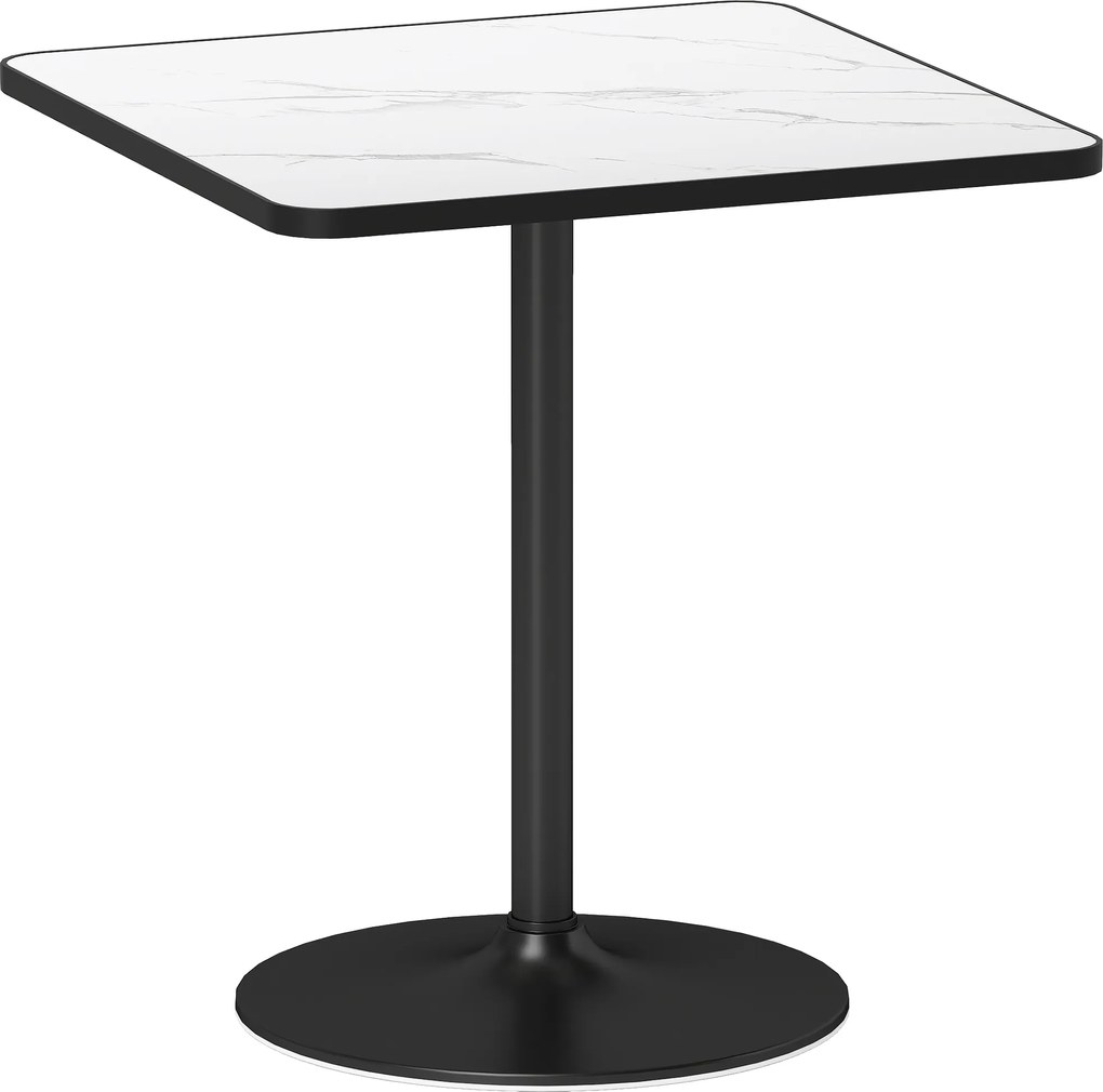 HOMCOM Stół jadalny, 70 x 70 cm kwadratowy stół kuchenny dla 4 osób z efektem marmuru do kuchni, biały | Aosom PL