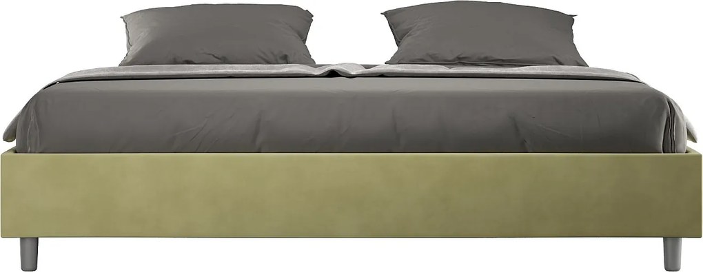 Łóżko wyposażone w stelaż z listwami z pojemnikiem tapicerowane 180x190 microfibra Zielony Azelia