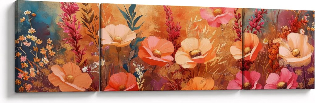 Obraz - Kwiaty łąkowe, malarstwo (170x50 cm)