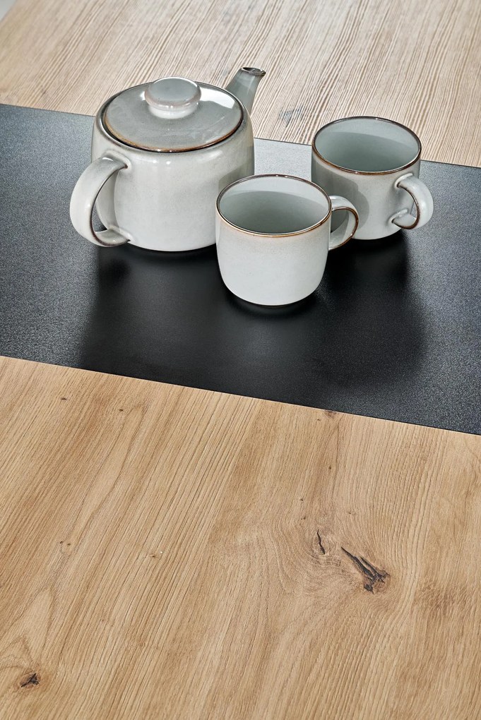 Stół do jadalni rozkładany płyta dąb artisan/czarny 120-158/77/77 cm WILSON