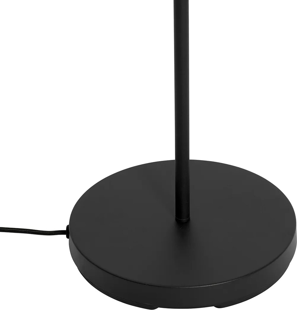 Lampa podłogowa retro czarna z przezroczystym szkłem - Eclipse