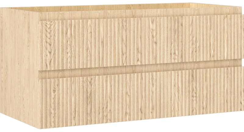 Mexen Rivel szafka łazienkowa podumywalkowa 100 cm, 2 szuflady, ryflowana , dąb - 91A20-10047-2-BFF81
