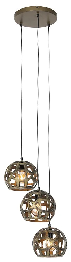 Industrialna lampa wisząca antyczne złoto okrągła 3-światłowa - BobbyPrzemysłowy Oswietlenie wewnetrzne
