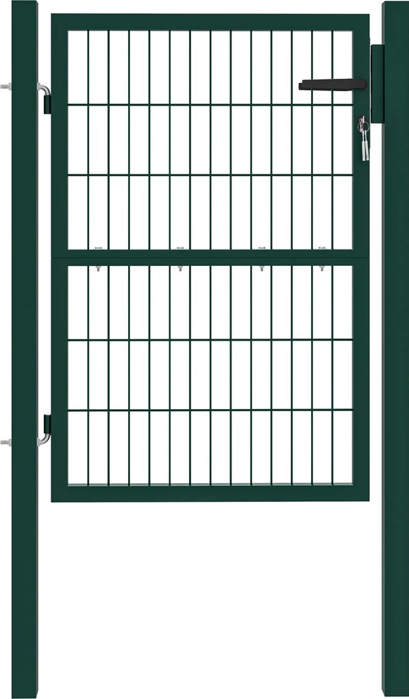 Outsunny Bramka Ogrodowa z Stali z Uchwytem, Zamykana na 3 Klucze 97x170cm Zielona