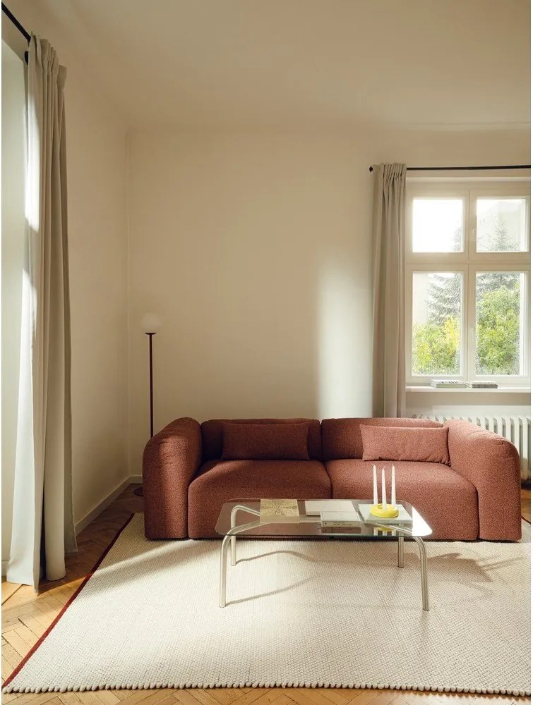 Czerwony/beżowy wełniany dywan tkany ręcznie 140x200 cm Lenu – noo.ma