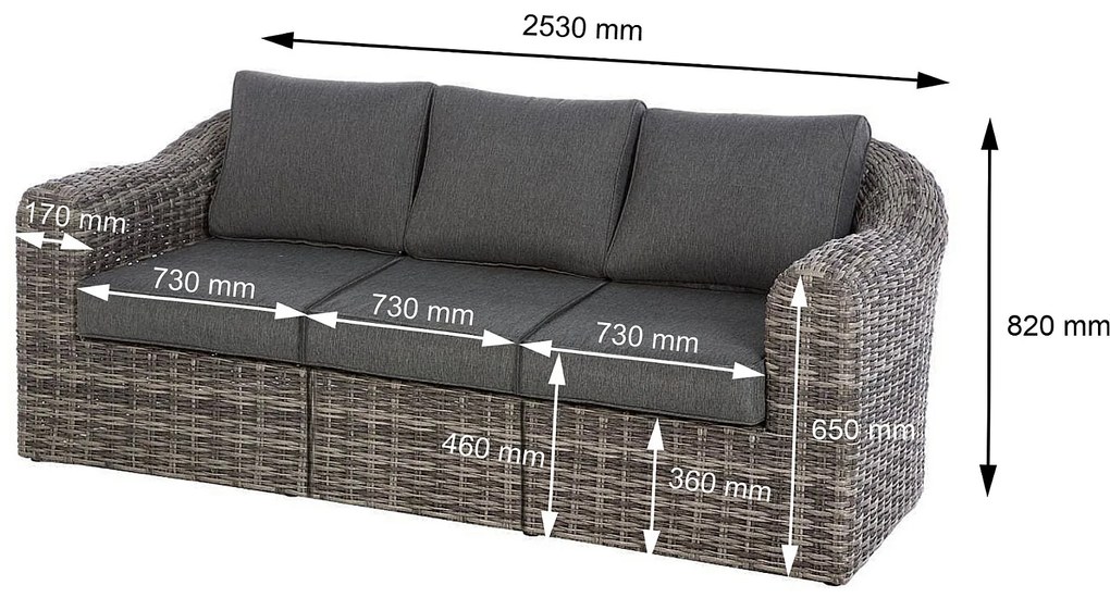 Rattanowy zestaw modułowy BORNEO LUXURY dla 5 osób (szary)