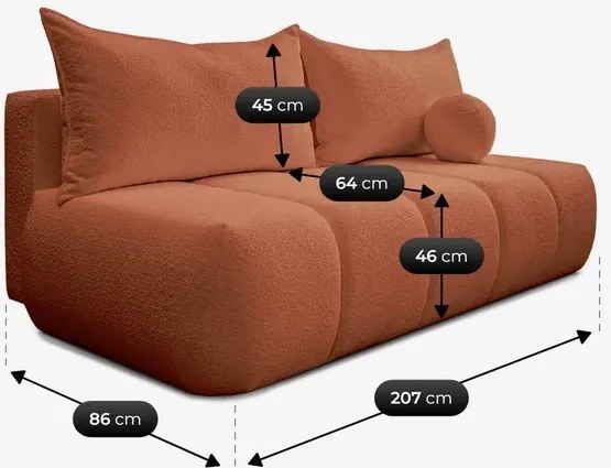 Sofa z Funkcją Spania SARIA Ruda Boucle Nowoczesna