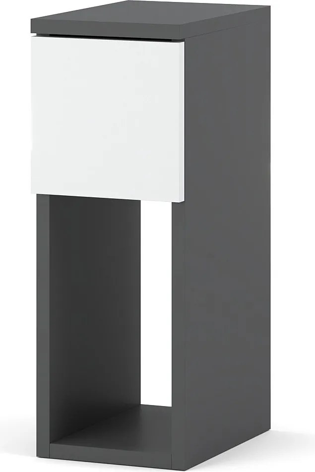 Szafka Nocna Szary Mat Biały Mat 1 Szuflada 20 cm Stolik Nakastlik Do Sypialni