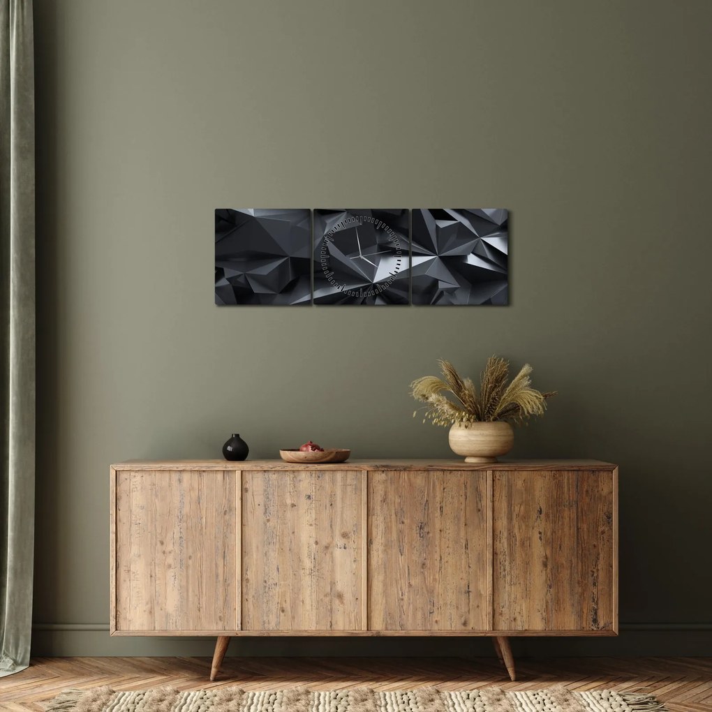 Obraz - Abstrakcja geometryczna (z zegarem) (90x30 cm)