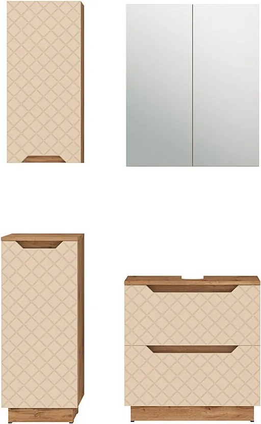 Zestaw mebli łazienkowych dąb/kaszmir ze strukturą płytek 59.8x32x62.5 lotta
