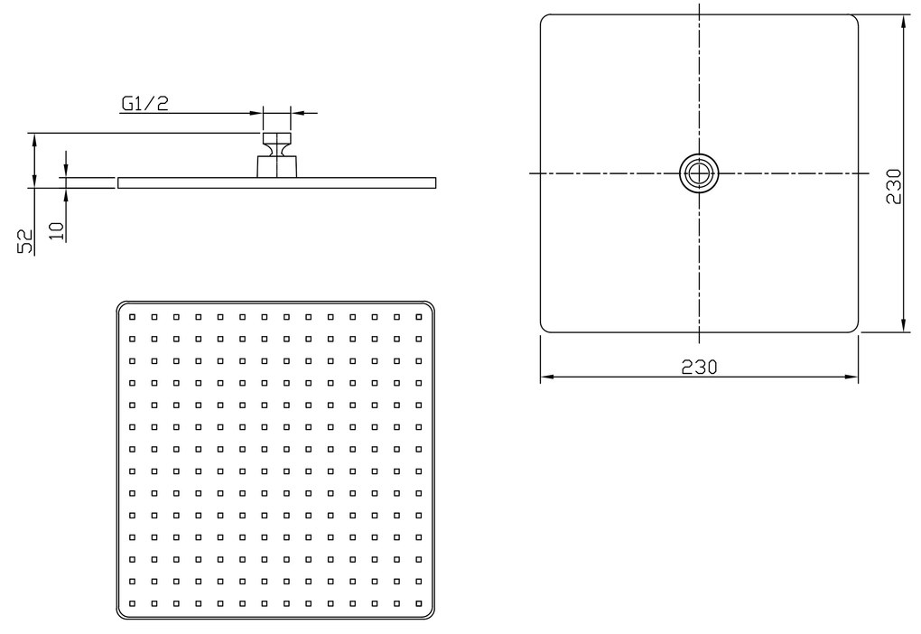 Deszczownica XXL 3030TB z ABSCzarny - 23 x 23 cm