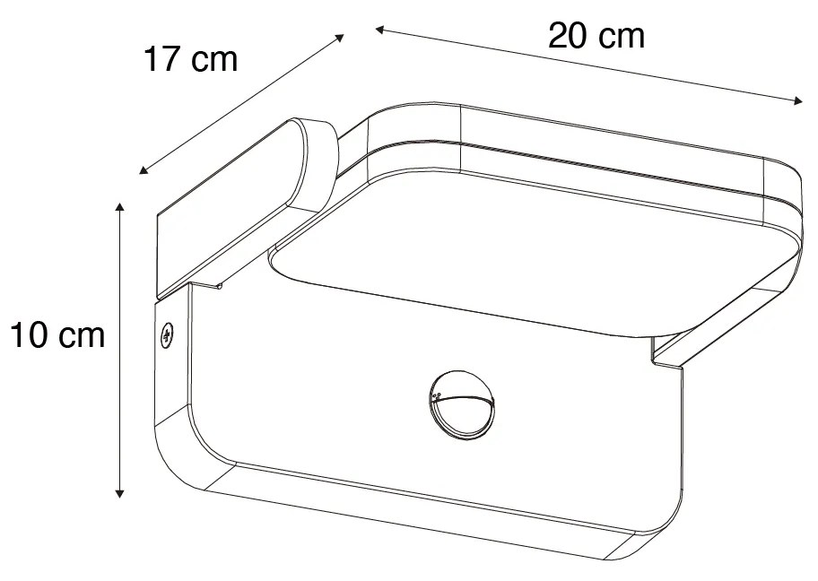 Lampa ścienna zewnętrzna czarna z wbudowanym regulowanym LED z czujnikiem ruchu - Kamile
