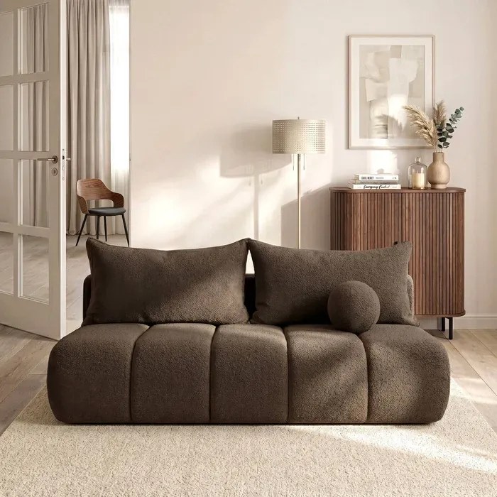 Sofa z Funkcją Spania SARIA Mocca Boucle Nowoczesna