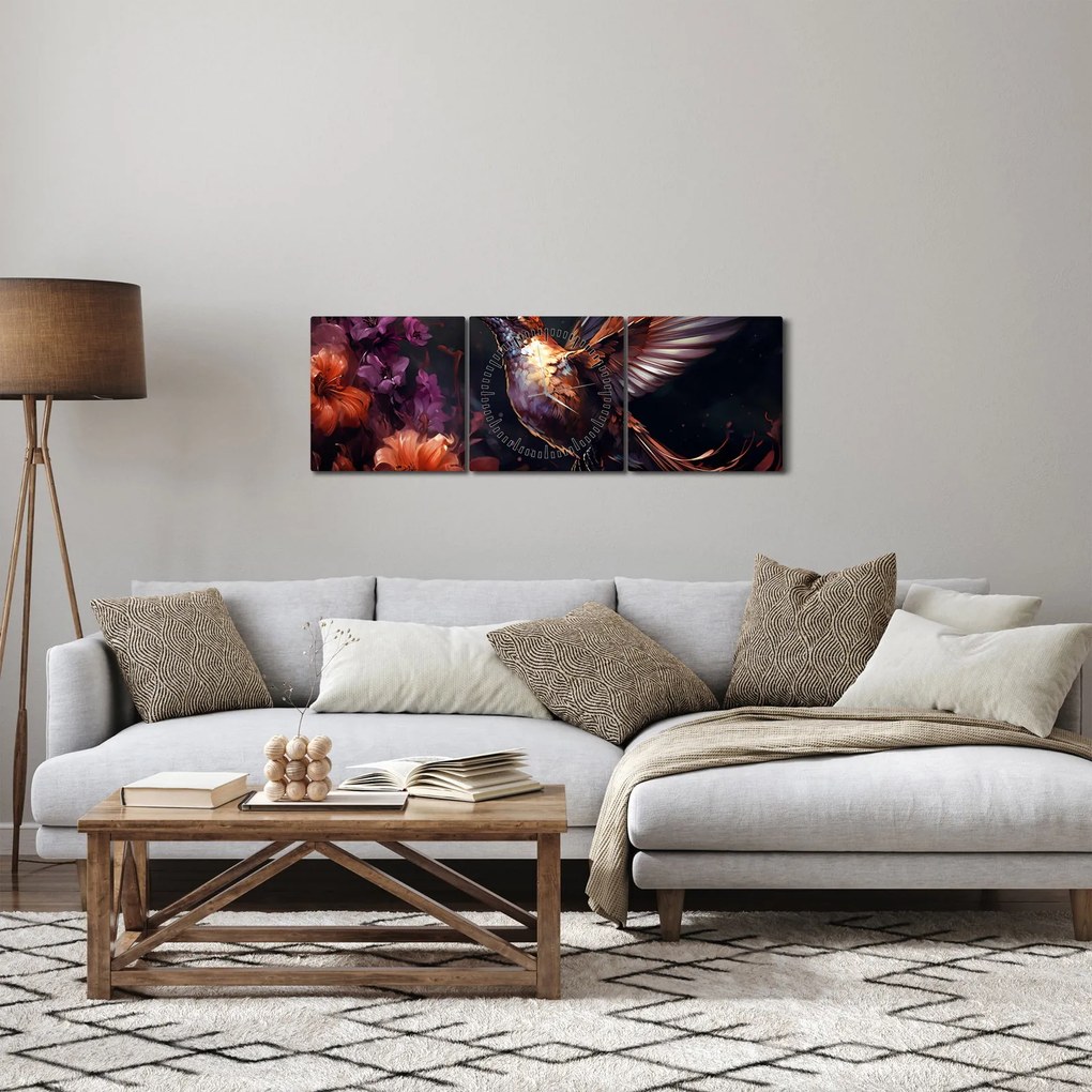 Obraz - Koliber (z zegarem) (90x30 cm)