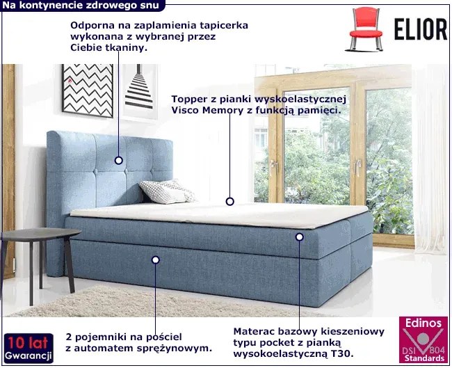 Łóżko kontynentalne Mifbox 180x200 - 44 kolory