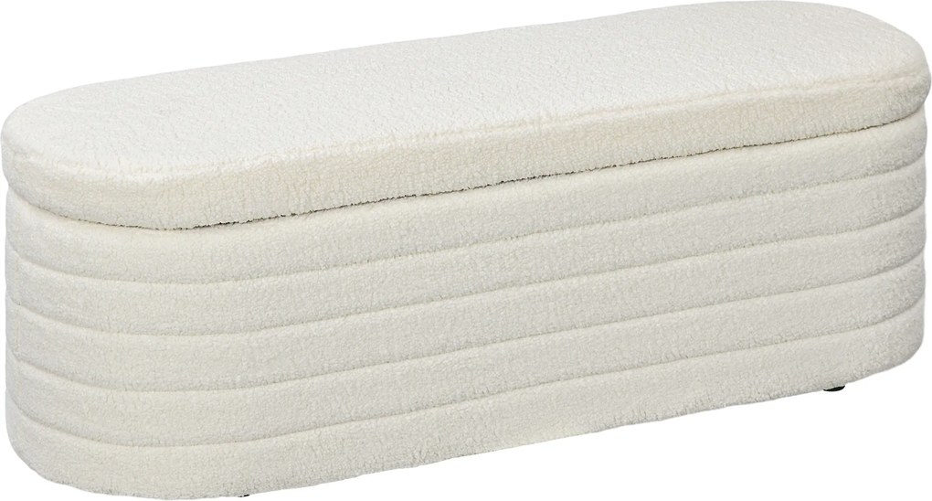 HOMCOM Ławka z miejscem do przechowywania, polar Teddy, 116x41x40,5cm, kremowa