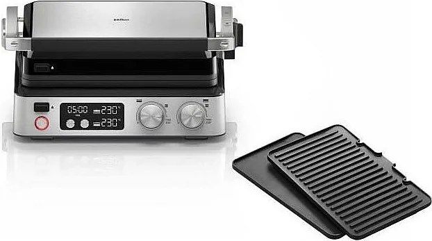 Wielofunkcyjny grill Braun Multi Grill 7 - 2000W, 3 poziomy grzania, wbudowany pojemnik na tłuszcz, czarno-stalowy design