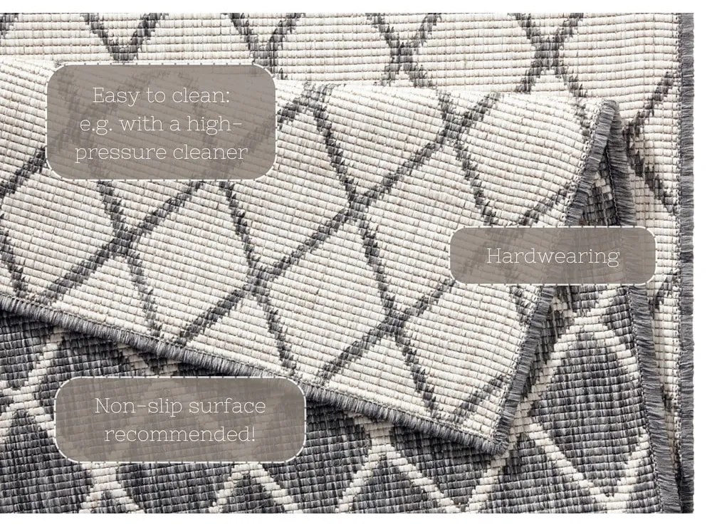Szary dywan dwustronny NORTHRUGS Malaga, 80x150 cm