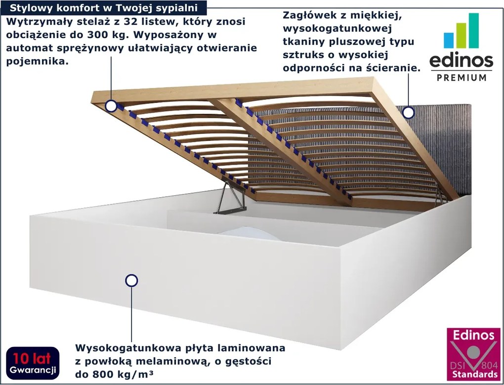 Białe łóżko z tapicerowanym zagłówkiem 120x200 P6-N78