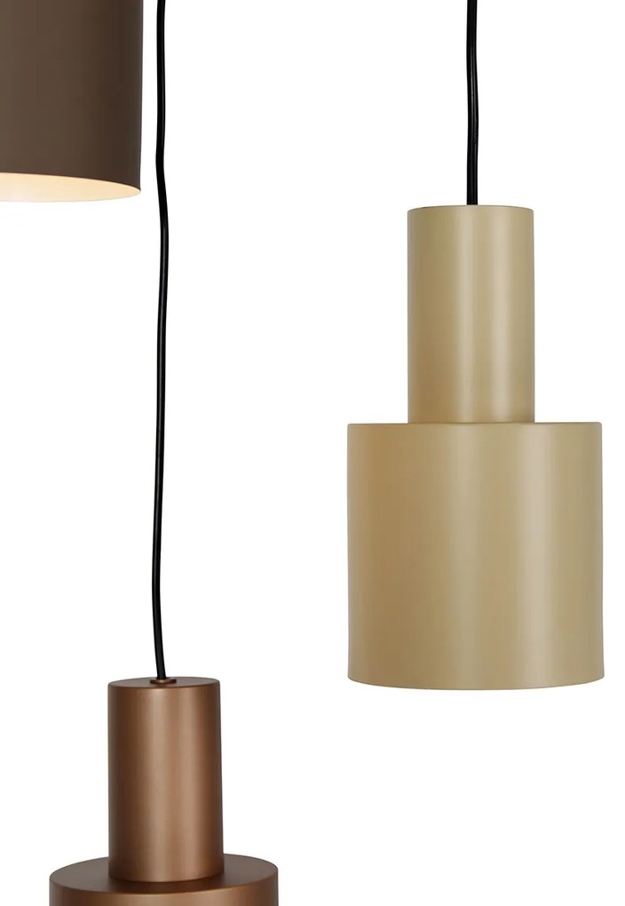 Lampa wisząca brązowa z taupe i beżem 3-światłowa - Ans Nowoczesny Oswietlenie wewnetrzne