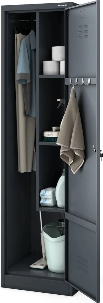 Metalowa szafa gospodarcza wąska Agnes 50x50x185 cm, antracyt