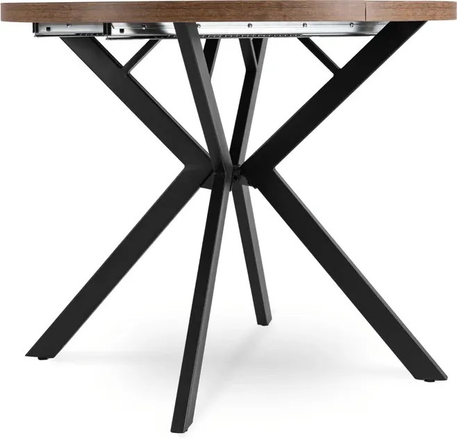 Stół Okrągły Rozkładany LUGO 90-190 cm Dąb Rustykalny/Czarny Loft