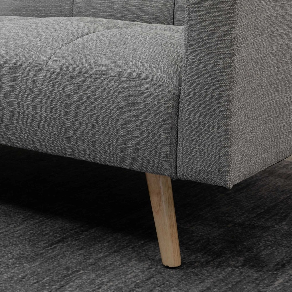 HOMCOM 2 w 1 sofa rozkładana 205 x 88 cm z funkcją łóżka, kanapa z poduszką, wygląd lnu, szary | Aosom PL