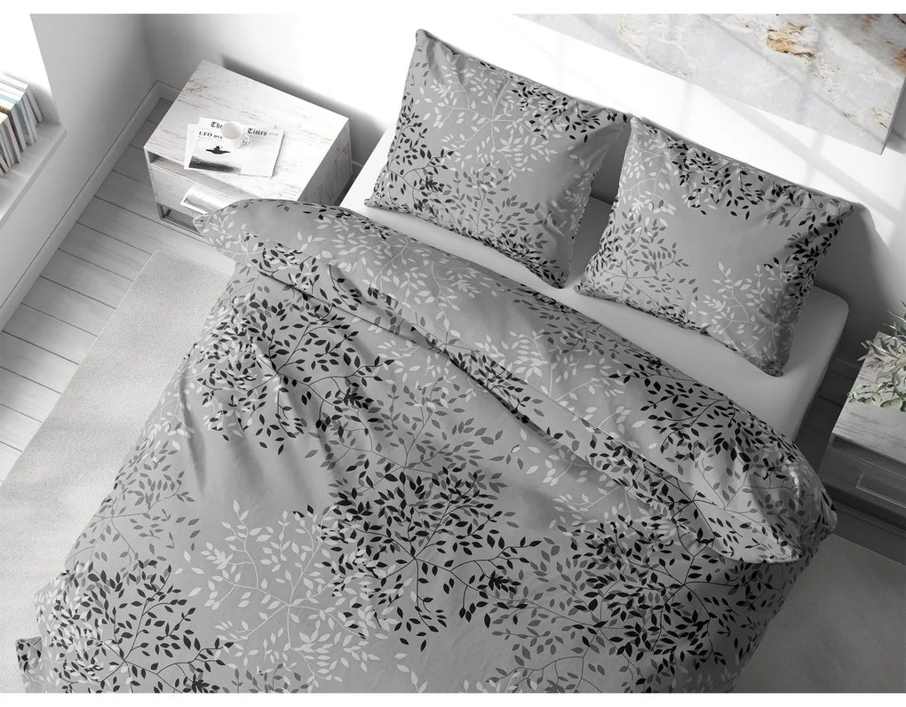 Stanex Pościel z kory Gałązki szary, 140 x 220 cm, 70 x 90 cm