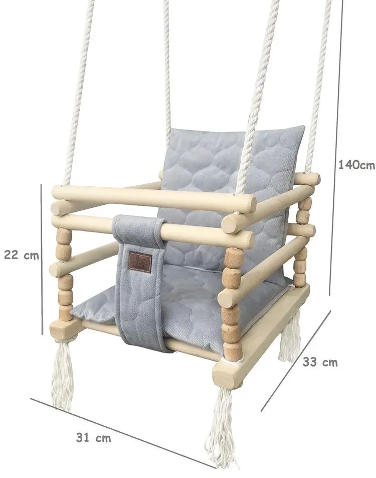 Szara huśtawka domowa do pokoju dziecka 3w1 Z1-P06