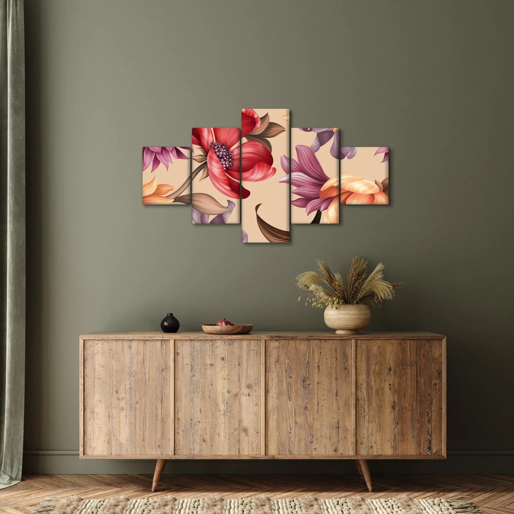 Obraz - Vintage Flowers (125x70 cm)