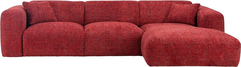 Kanapa narożna prawostronna duża  z czerwonej teksturowanej tkaniny  POGNI marki Maison Céphy
