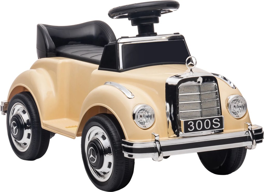AIYAPLAY Jeździk dla dzieci Mercedes Benz 300 S, beżowy, Design, zabezpieczenie przed przewróceniem