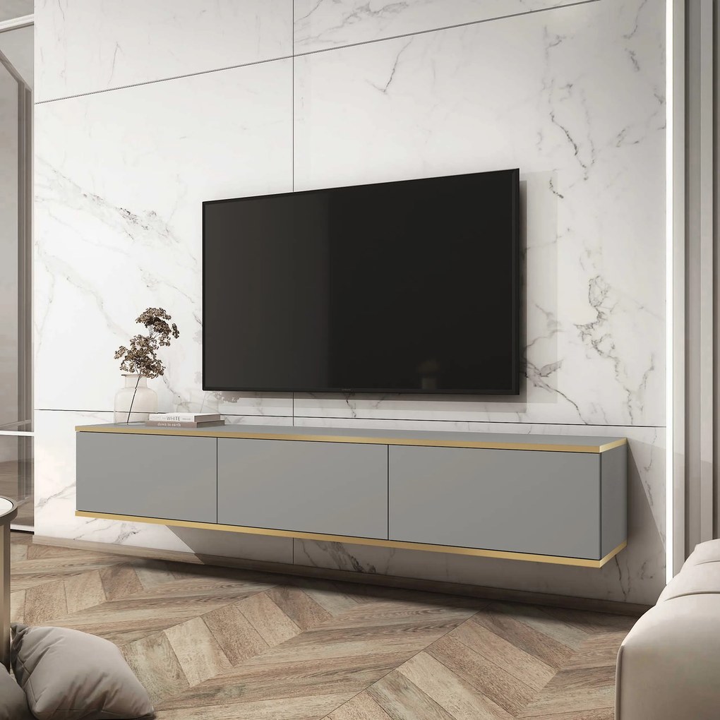 Szafka RTV wisząca VENEZIA 175 cm do Salonu pod Telewizor - Szary