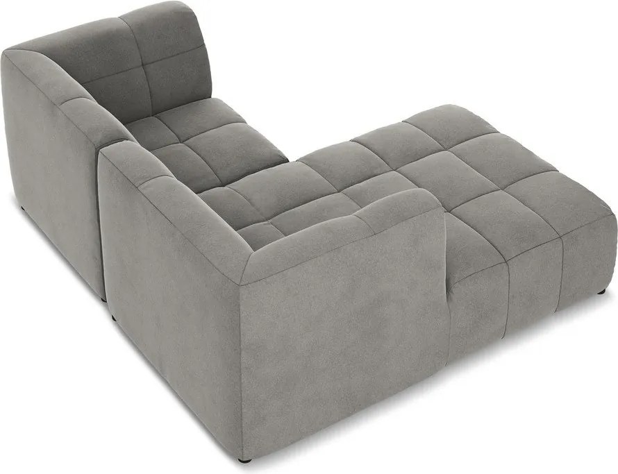 Szary aksamitny narożnik (lewostronny/z szezlongiem) Aloha – Makamii