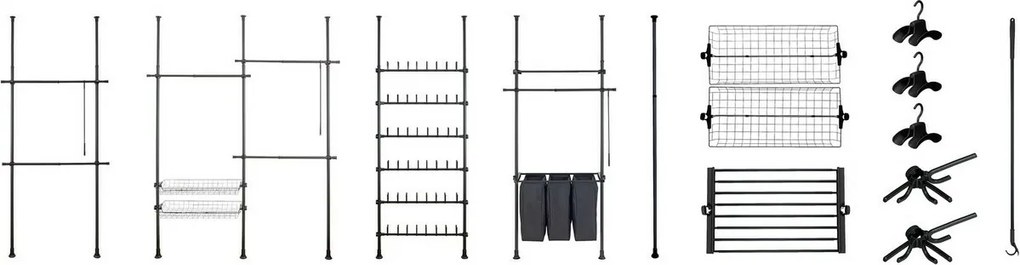 Wenko Zestaw 2 teleskopowych drążków poziomych Herkules, czarne