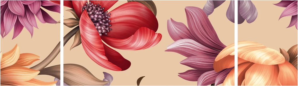 Obraz - Vintage Flowers (170x50 cm)