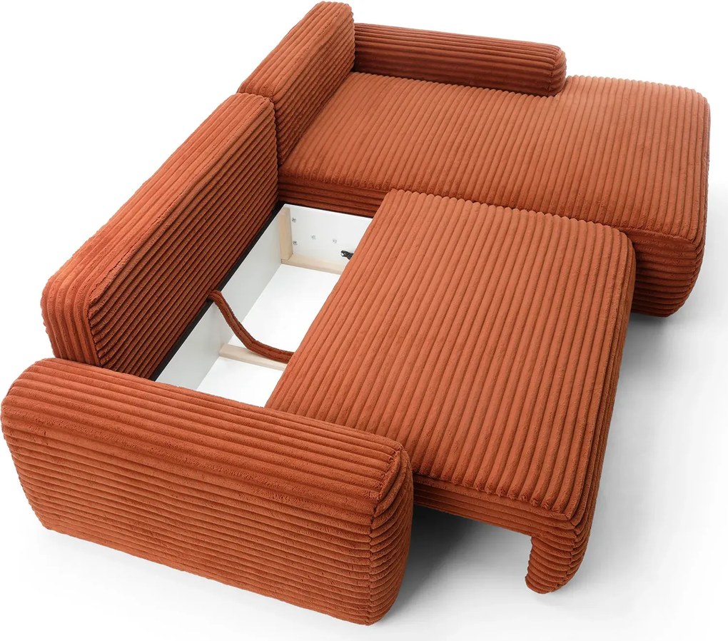 Ceglasty narożnik z funkcją spania i pojemnikiem E7-K07