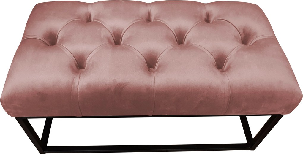 Ławka CHESTERFIELD tkanina Welur loft ławka metal : Kolor Stelaża - Czarny , Kolor tkaniny - VELVET - MG58, Typ tkaniny - Velvet