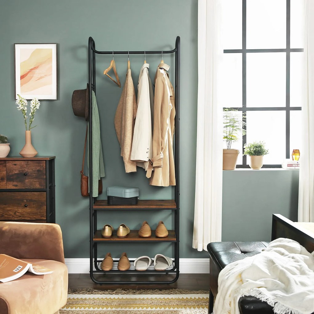 Ściana do przedpokoju TAYLOR z szafką na buty 181x58 cm, rustykalny brązowy