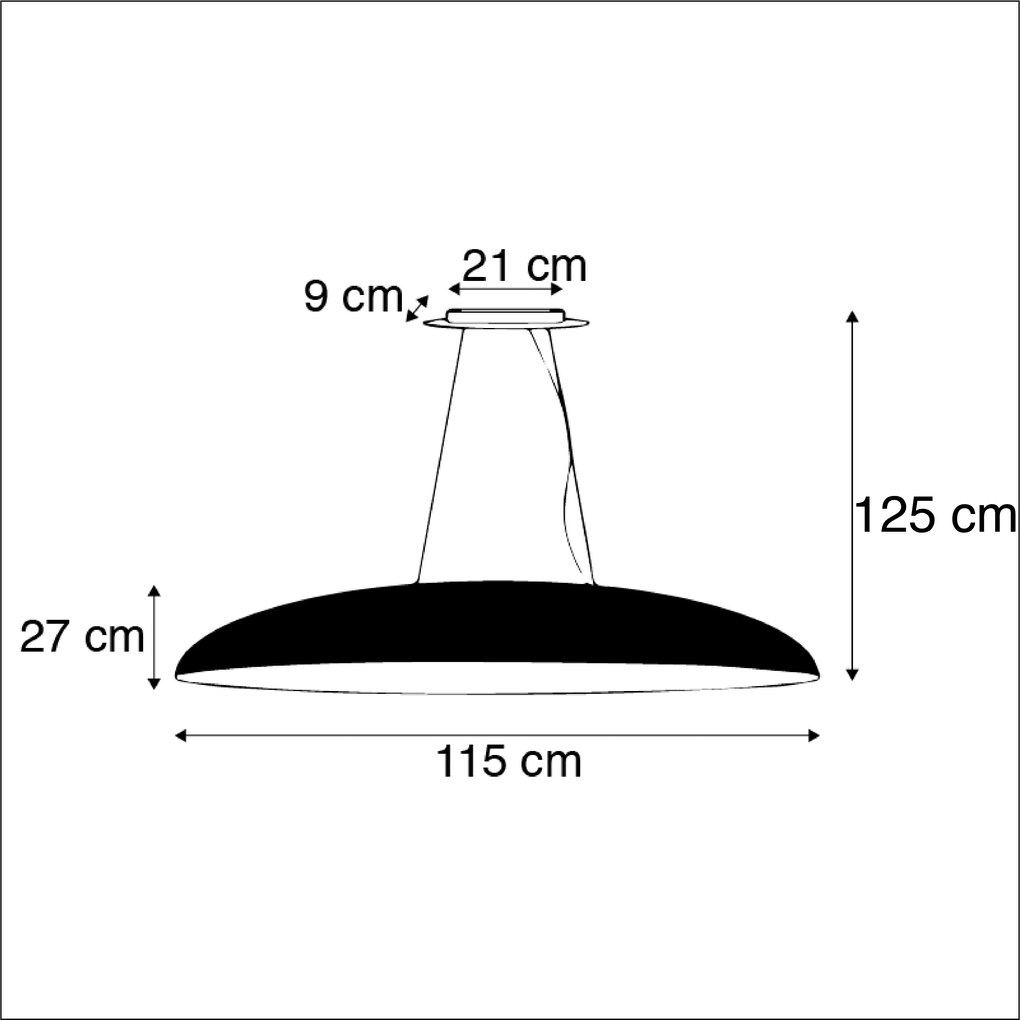 Przemysłowa lampa wisząca czarna ze złotem 115 cm - Magna Nowoczesny Oswietlenie wewnetrzne