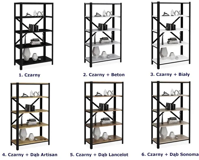 Czarny metalowy regał na książki E9-G76