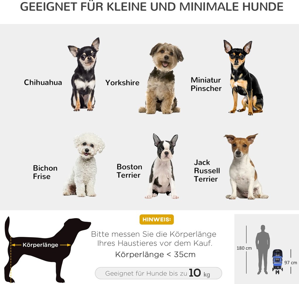 Outsunny Wózek dla Zwierząt Składany Lekki Niebieski do 15kg | Aosom PL