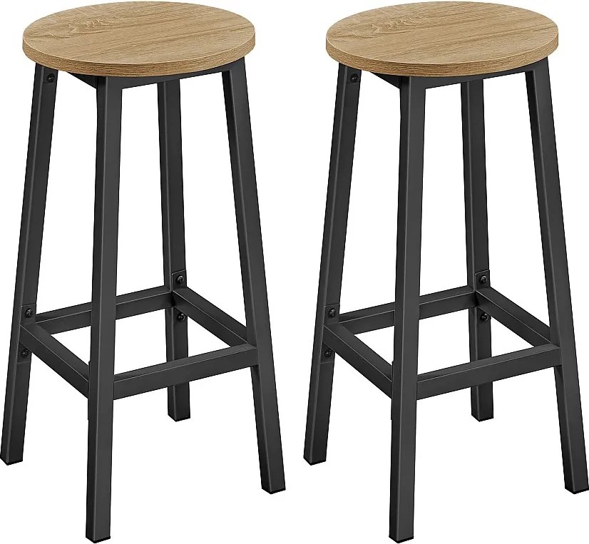 Zestaw 2 krzeseł barowych Valora – dąb sonoma z czarnymi nogami do kuchni