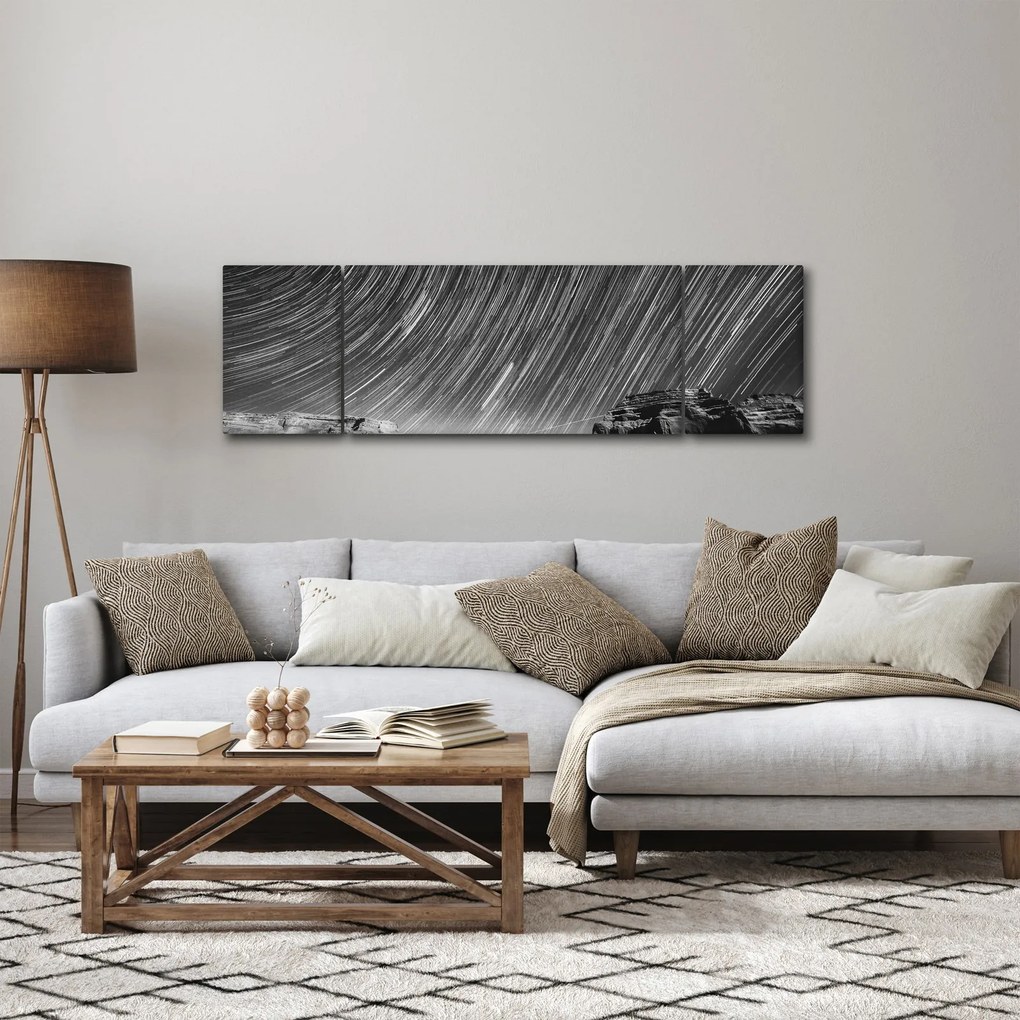 Czarno - biały obraz gwiaździstego nieba (170x50 cm)