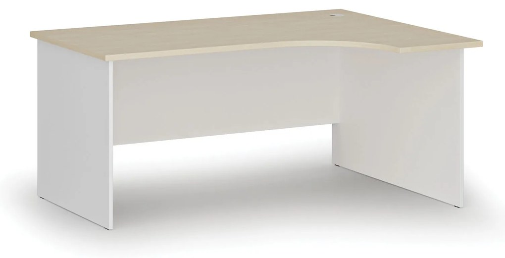 Narożne biurko PRIMO WHITE, 160x120 cm, prawe, biały/brzoza