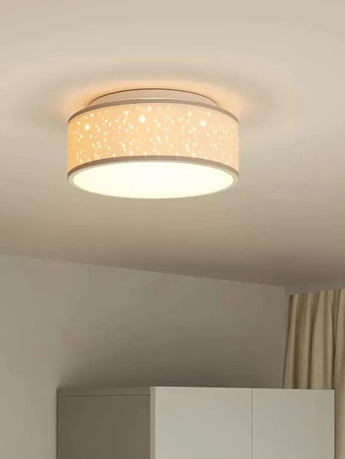 Beżowa lampa sufitowa materiałowa T1-R14