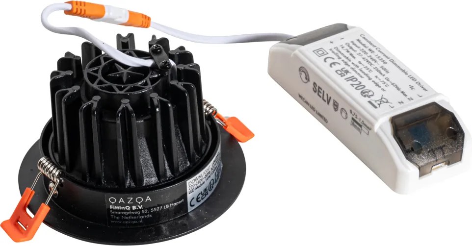 Wpuszczany reflektor czarny 9,5 cm z LED 1015 lm ściemnialny IP23 - Gaius