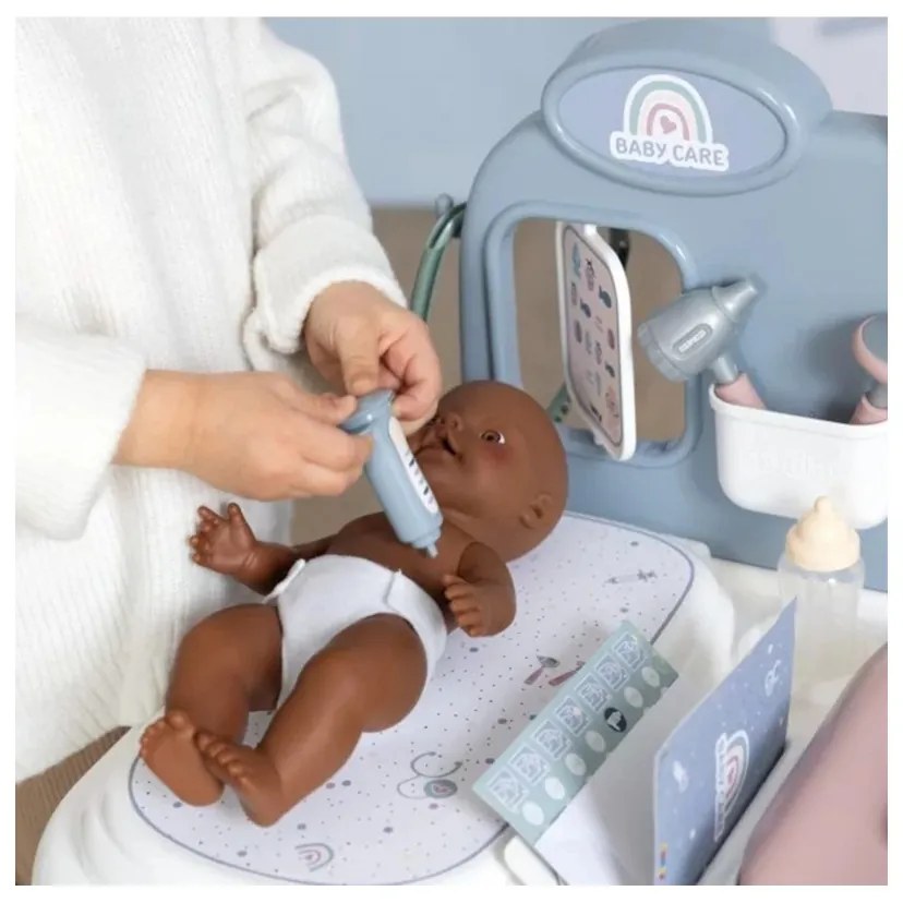 Smoby baby care centrum medyczne opieki dla lalek z elektronicznym tabletem + 24 akc.